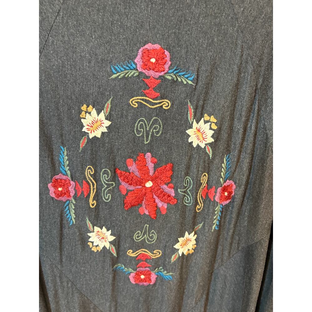 Caite Women's Gray Floral Embroidered Cardigan Duster Size 2X - Picture 8 of 16